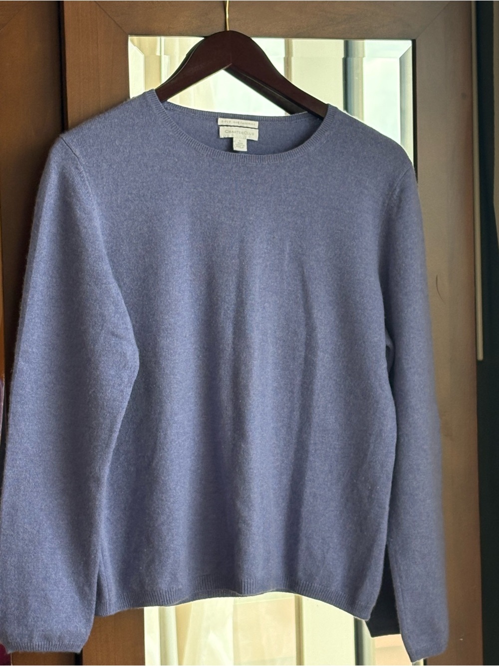 Charter Club Women's Crewneck Sweater in Lavender Blue 100% Cashmere